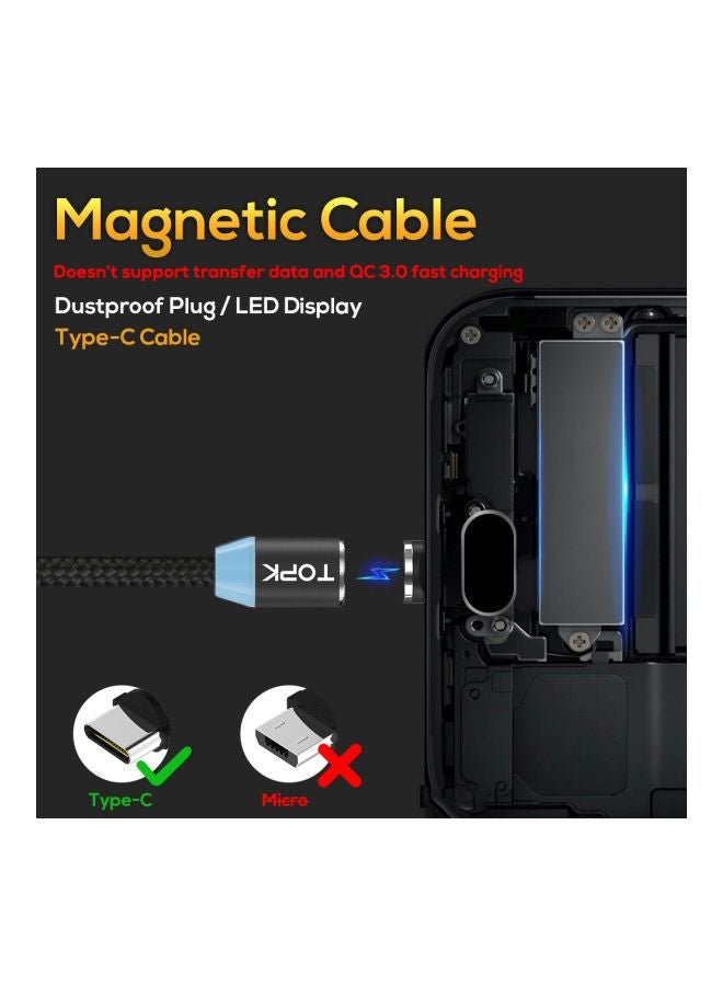 توبك كابل شحن ومزامنة بيانات نوع سي أسود - Image 2