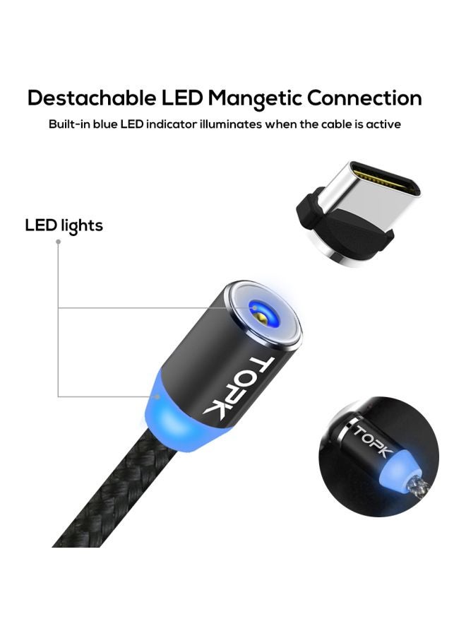 توبك كابل شحن ومزامنة بيانات نوع سي أسود - Image 3