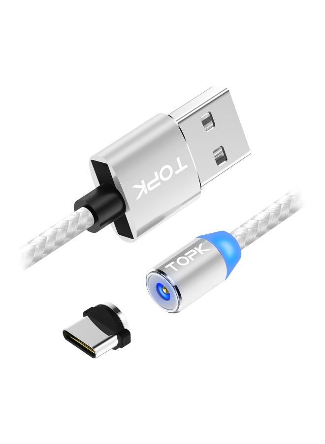 توبك كابل شحن ومزامنة بيانات نوع سي فضي - Image 1