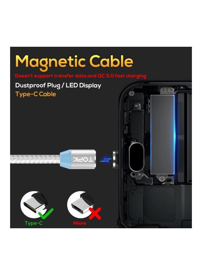 توبك كابل شحن ومزامنة بيانات نوع سي فضي - Image 2