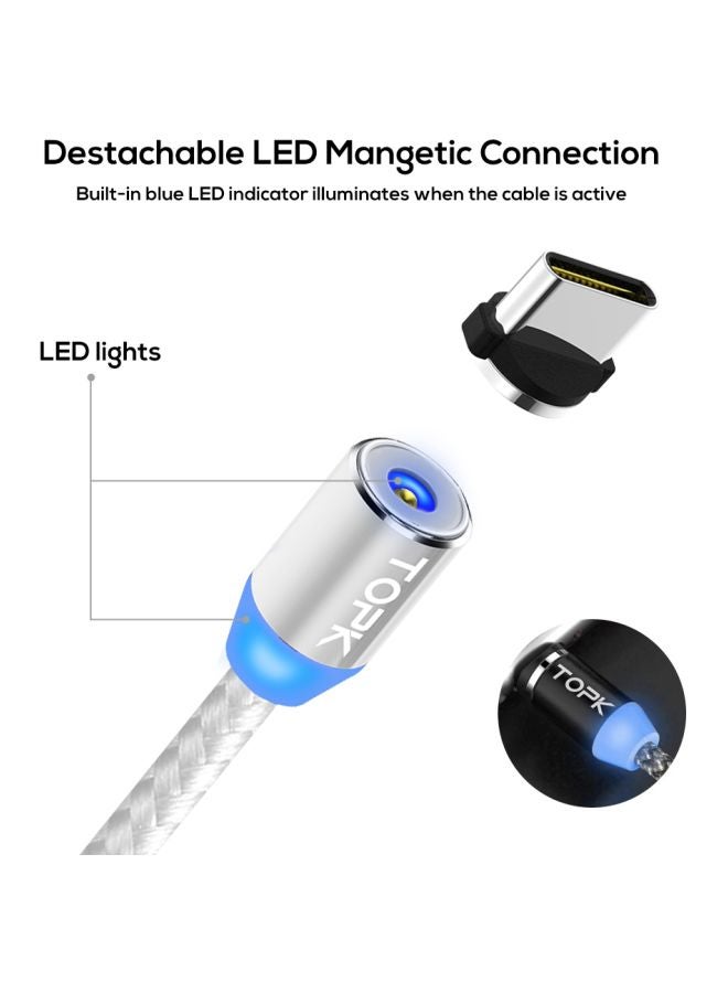 TOPK Magnetic Type-C Charging Cable Silver Best Price KSA