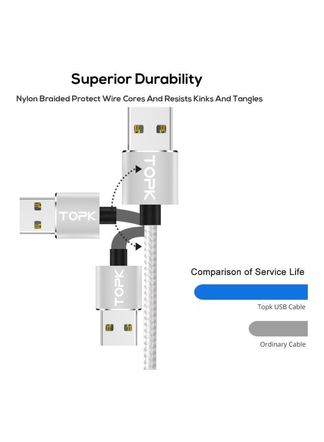توبك كابل شحن ومزامنة بيانات نوع سي فضي - Image 4