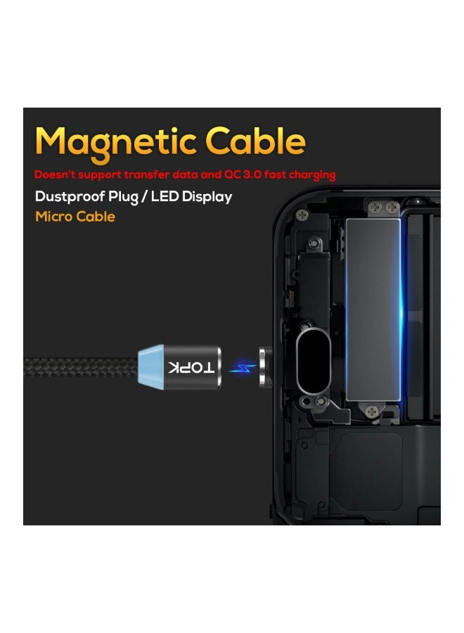 توبك كابل شحن مغناطيسي مايكرو USB أسود - Image 2