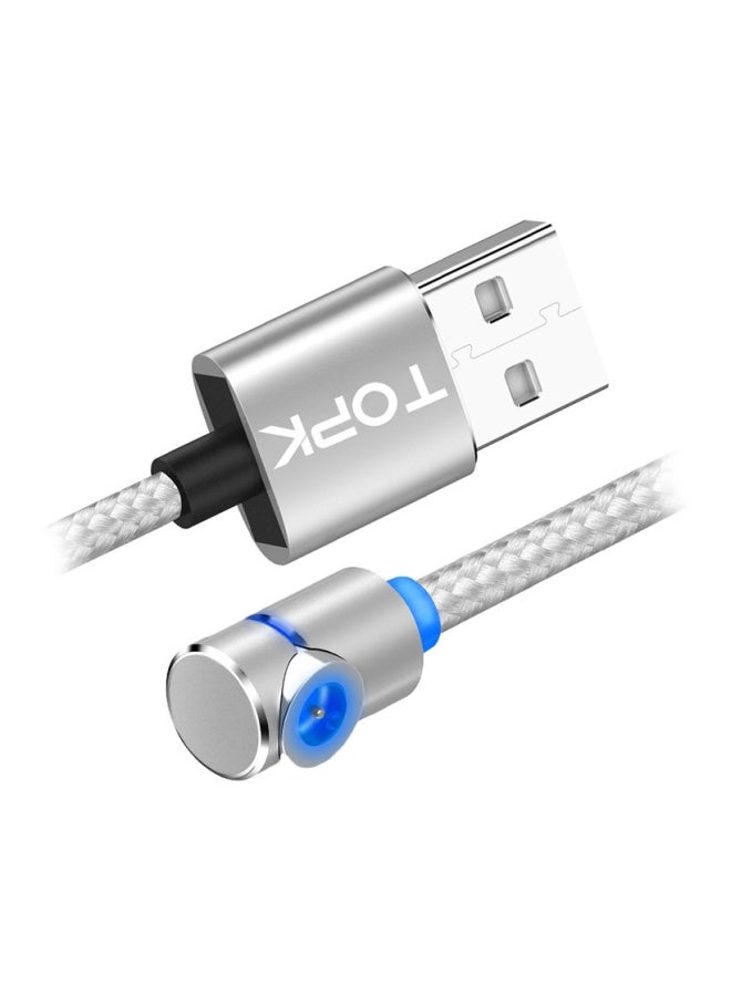 TOPK 90 Degree Elbow Magnetic Charging Cable Silver - Image 1