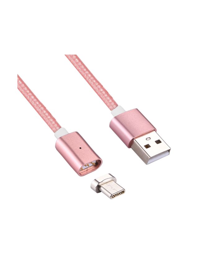 كابل شحن ونقل بيانات مغناطيسي من Type-C إلى USB مع مؤشر LED ذهبي وردي - Image 2