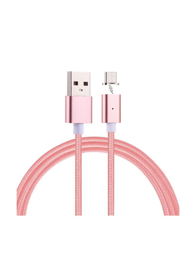 كابل شحن ونقل بيانات مغناطيسي من Type-C إلى USB مع مؤشر LED ذهبي وردي - Image 3