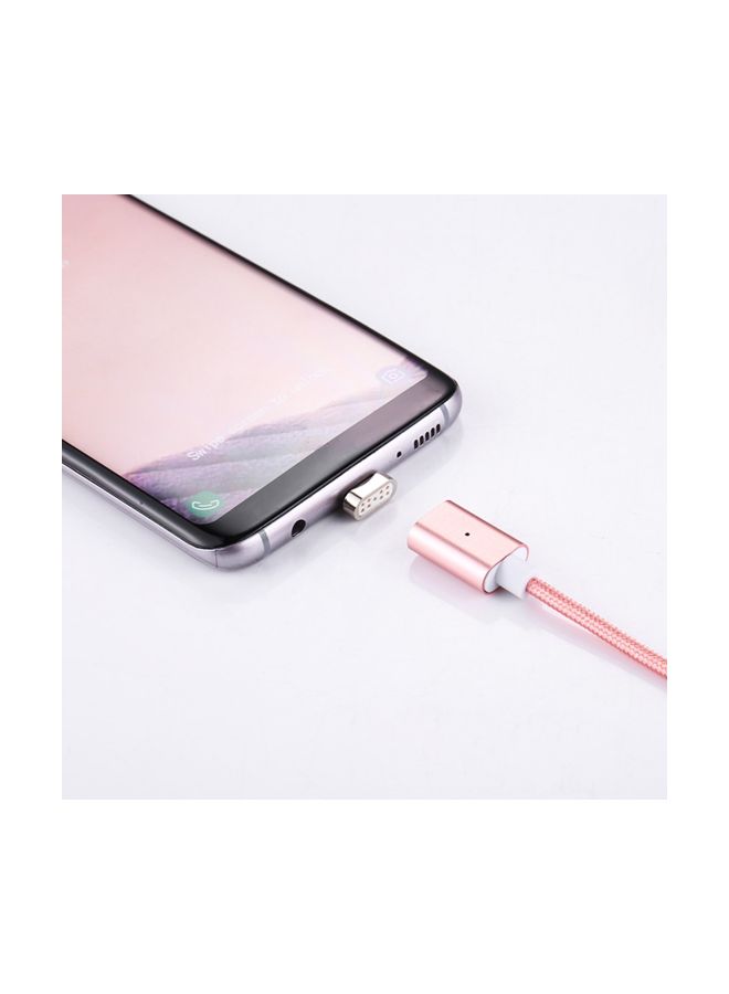 كابل شحن ونقل بيانات مغناطيسي من Type-C إلى USB مع مؤشر LED ذهبي وردي - Image 5