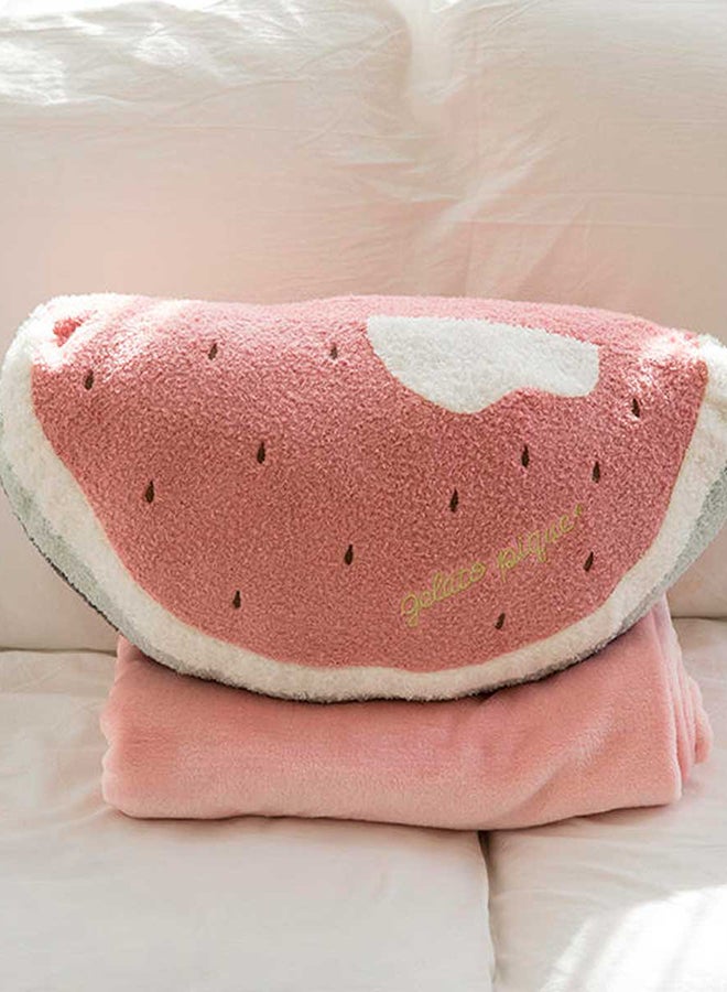 Watermelon Shaped Multi-function Soft Pillow Blanket Cotton Multicolour 110x180centimeter