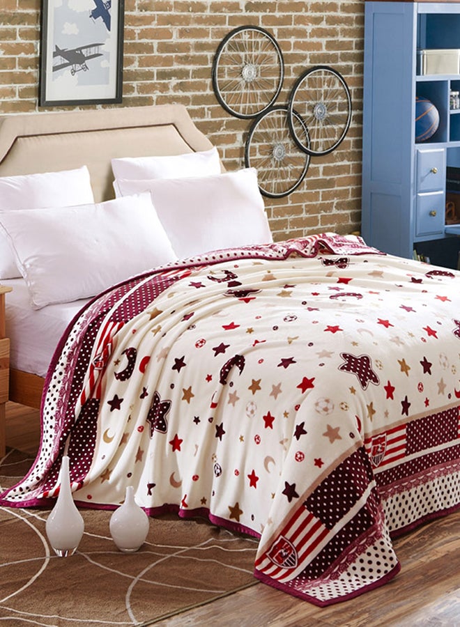 Beautiful Stars Design Soft Fluffier Flannel Blanket Cotton Beige 100x120centimeter