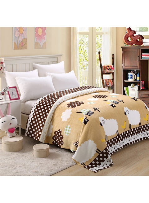 Sheep Printed Simple Comfortable Blanket Cotton Brown 1meter