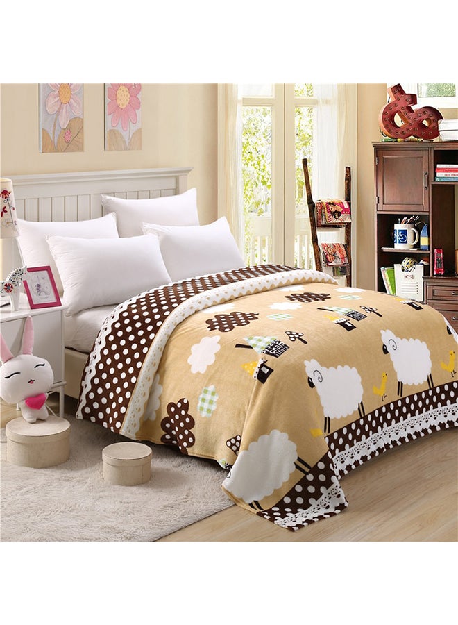 Sheep Printed Simple Comfortable Blanket Cotton Brown 1meter