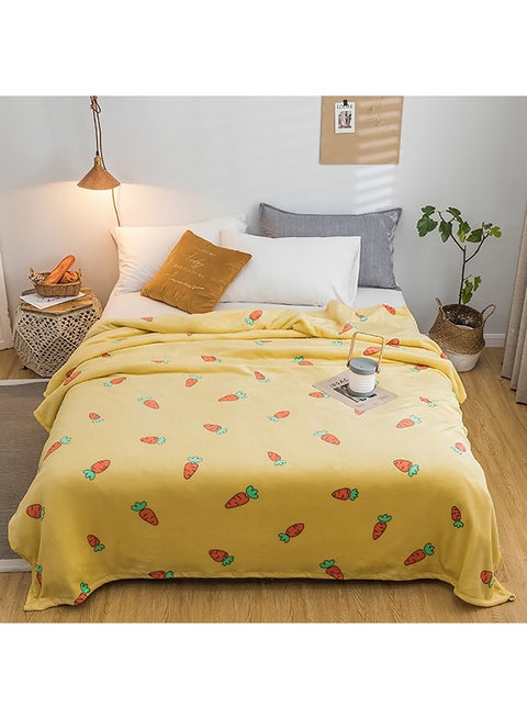 Soft Carrot Printed Simple Comfortable Blanket cotton Yellow 1.5meter