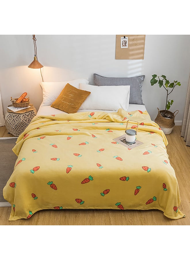 Soft Carrot Printed Simple Comfortable Blanket cotton Yellow 1.5meter