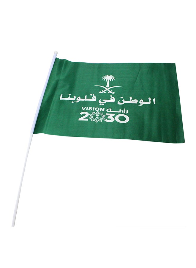 علم/راية لليوم الوطني للمملكة العربية السعودية من قماش النايلون 12 قطعة أخضر 90سم  - Image 1