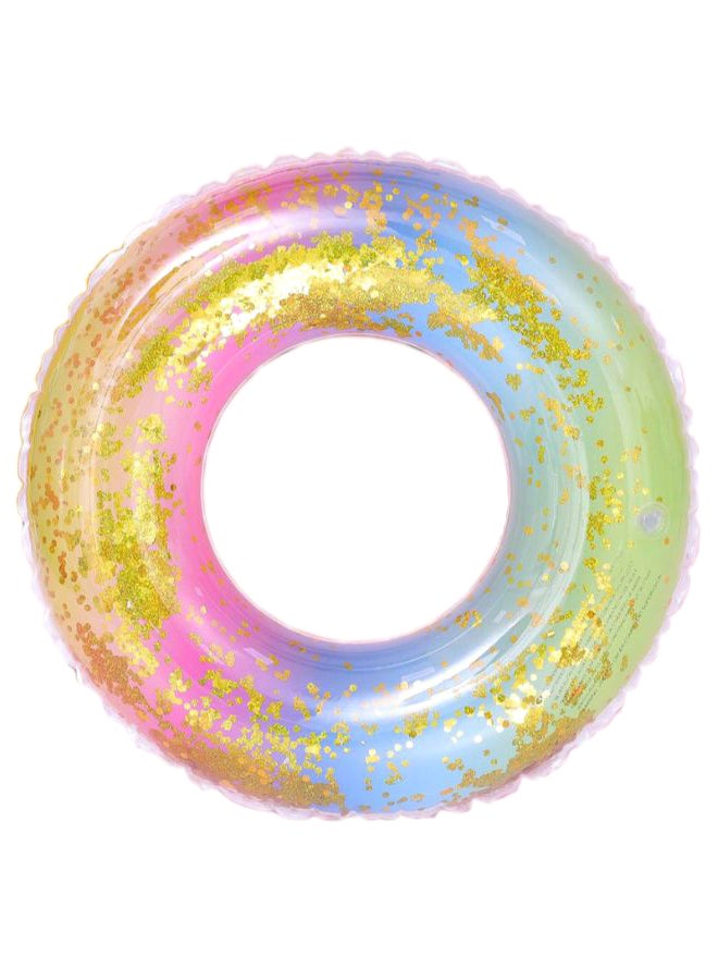 Cool Baby Inflatable Rainbow Glitter Swim Ring Float - Image 1