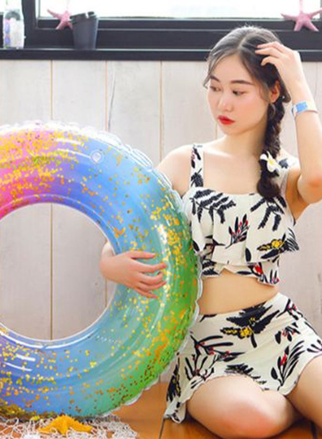 Cool Baby Inflatable Rainbow Glitter Swim Ring Float - Image 2