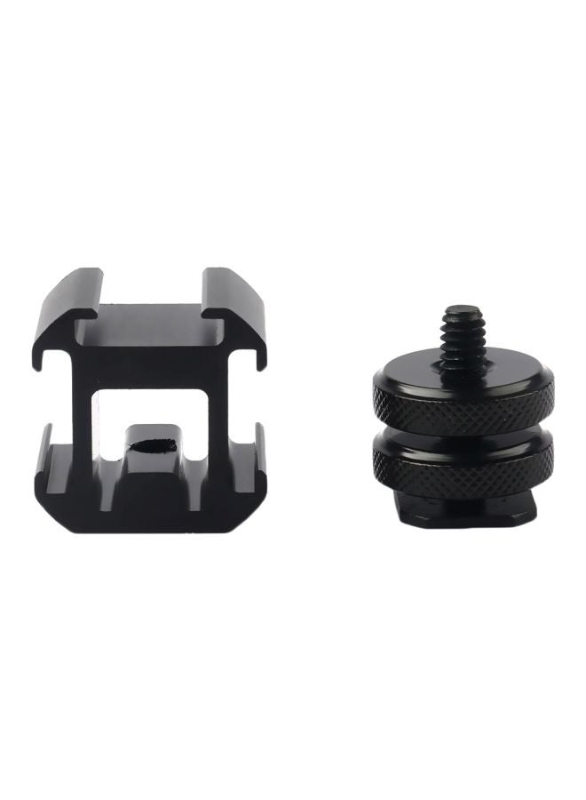 3-Head Hot Shoe Base With Double-Layer Screw Black  - Image 1