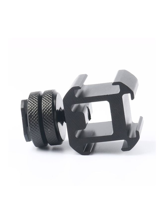 3-Head Hot Shoe Base With Double-Layer Screw Black  - Image 2