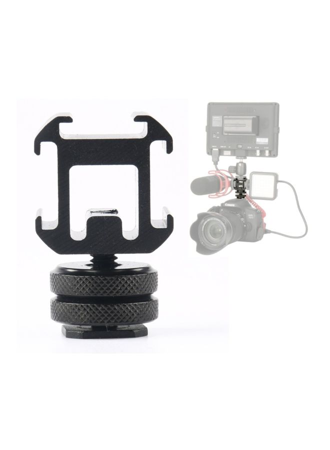 3-Head Hot Shoe Base With Double-Layer Screw Black  - Image 4