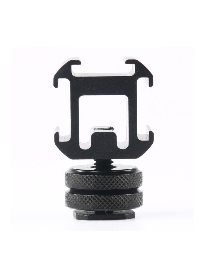 3-Head Hot Shoe Base With Double-Layer Screw Black  - Image 3