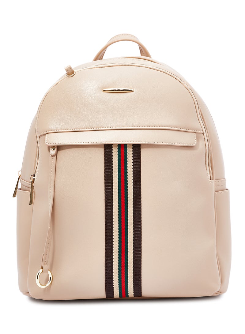 YUEJIN - Faux Leather Fashion Backpack Apricot - Image 1