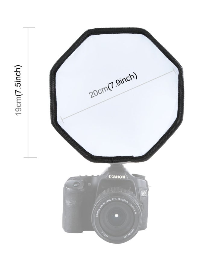 Octagonal Foldable Flash Diffuser Softbox 20cm Black/White
