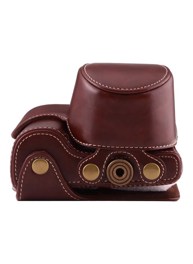 Generic PU Leather Camera Case With Strap For Sony A6000/A6300/Nex6 Coffee  - Image 1