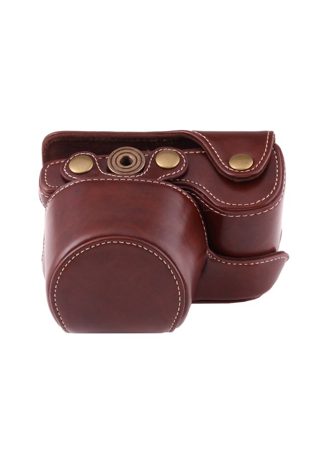 Generic PU Leather Camera Case With Strap For Sony A6000/A6300/Nex6 Coffee  - Image 2