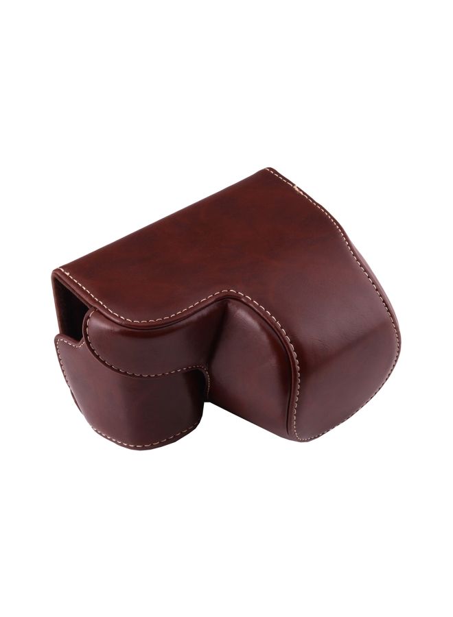 Generic PU Leather Camera Case With Strap For Sony A6000/A6300/Nex6 Coffee  - Image 4
