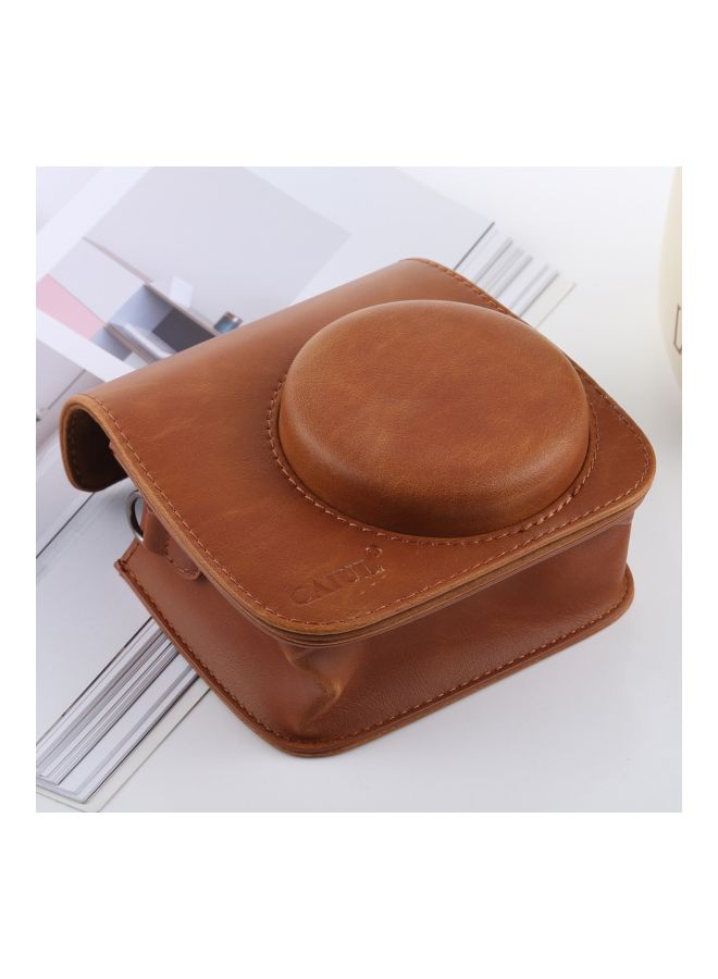 CAIUL PU Leather Case With Strap For Fujifilm Instax Mini9/Mini 8+/Mini 8 Brown - Image 3
