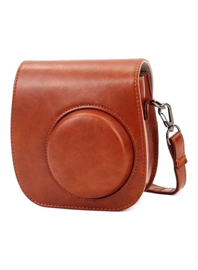 CAIUL PU Leather Case With Strap For Fujifilm Instax Mini9/Mini 8+/Mini 8 Brown - Image 1