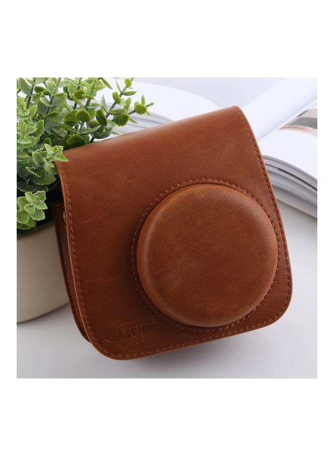 CAIUL PU Leather Case With Strap For Fujifilm Instax Mini9/Mini 8+/Mini 8 Brown - Image 2