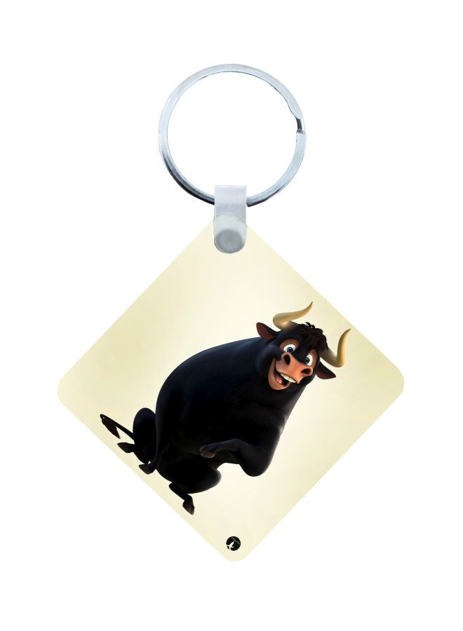 BP Bull Printed Keychain Beige/Black