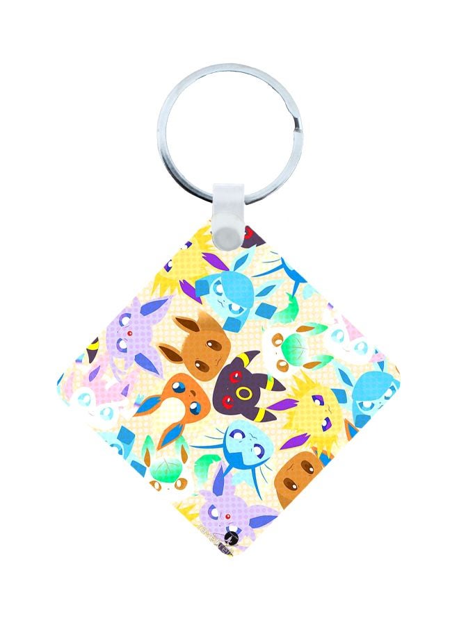 BP Pokemon Printed Keychain Brown/Orange/Yellow