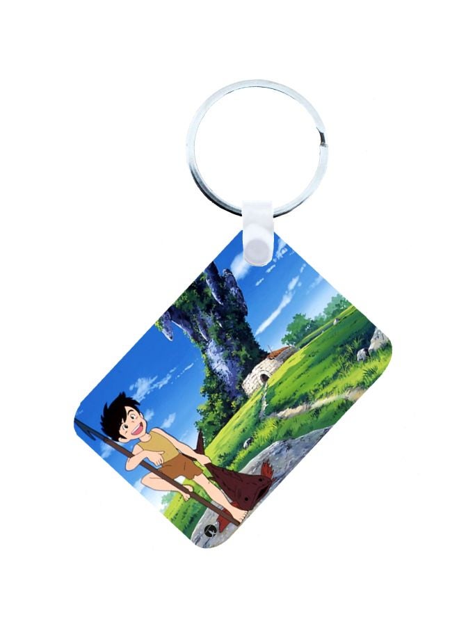 بي بي سلسلة مفاتيح مطبوعة بشخصيات مسلسل الرسوم المتحركة "Adnan And Lina" أصفر/بني/أخضر