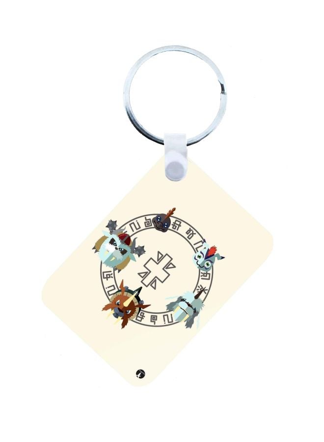 BP Anime Digimon Printed Keychain Beige/Grey/Brown