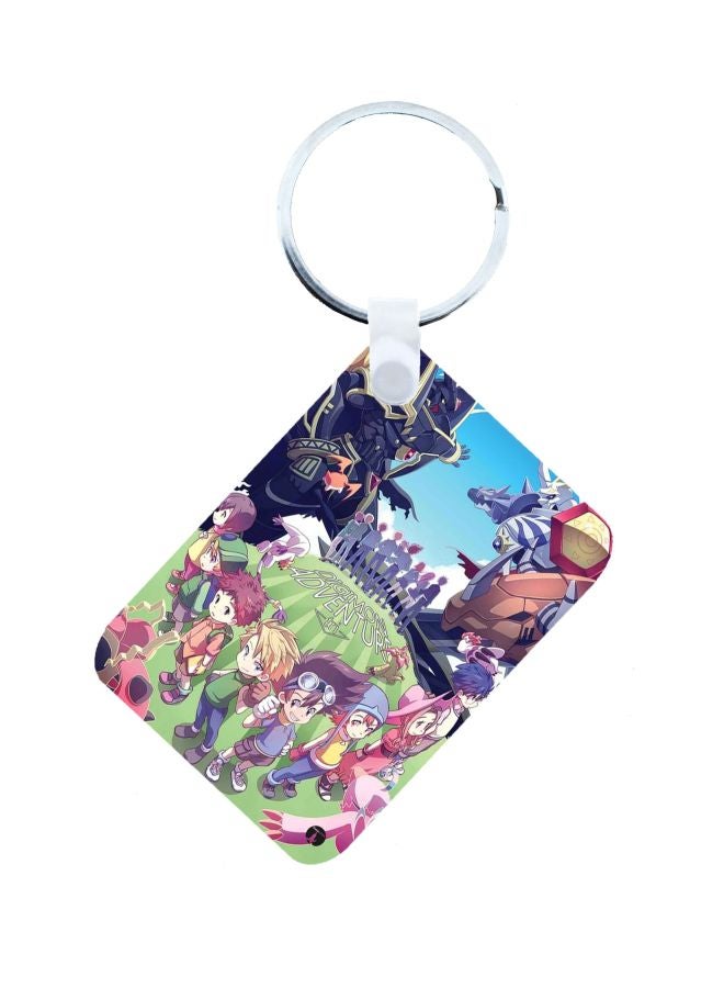 بي بي سلسلة مفاتيح مزينة بطبعة سلسلة الرسوم المتحركة "Digimon" بني/ أزرق/ أخضر