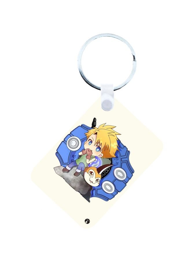 BP Anime Digimon Printed Keychain Blue/White/Silver