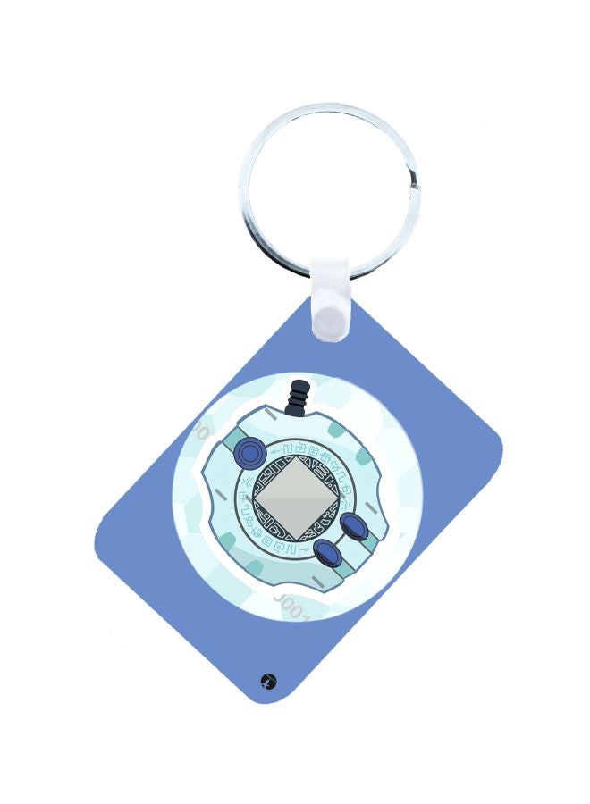 بي بي سلسلة مفاتيح مزينة بطبعة سلسلة الرسوم المتحركة "Digimon" أزرق/بيج/أبيض