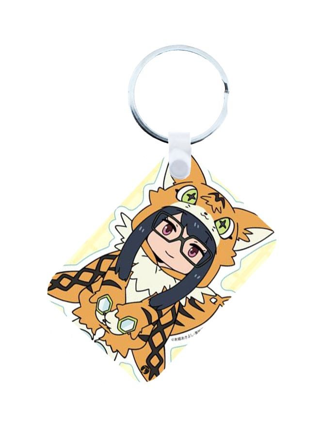 بي بي سلسلة مفاتيح مزينة بطبعة سلسلة الرسوم المتحركة "Digimon" برتقالي/ أصفر/ بيج