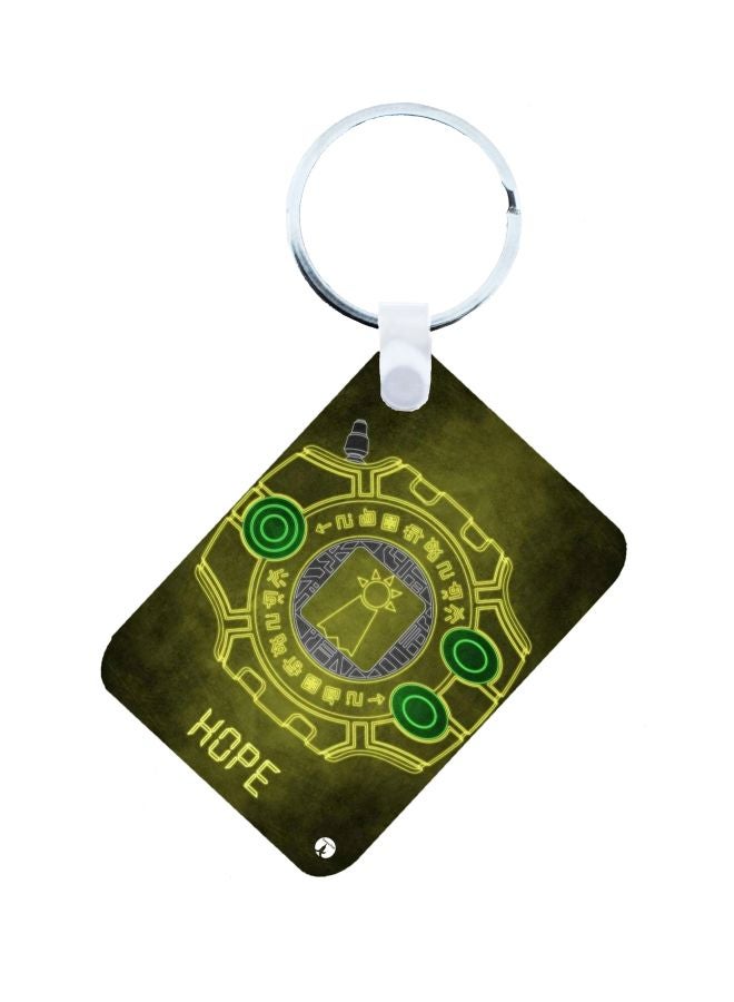 بي بي سلسلة مفاتيح مزينة بطبعة سلسلة الرسوم المتحركة "Digimon" أخضر/ رمادي/ أصفر