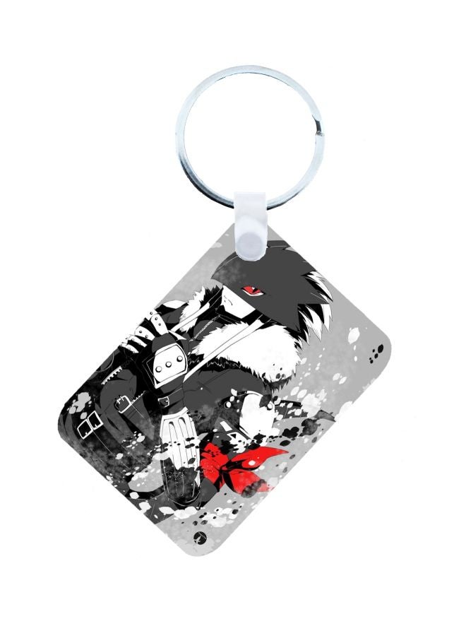 بي بي سلسلة مفاتيح مزينة بطبعة سلسلة الرسوم المتحركة "Digimon" رمادي/أبيض/أحمر