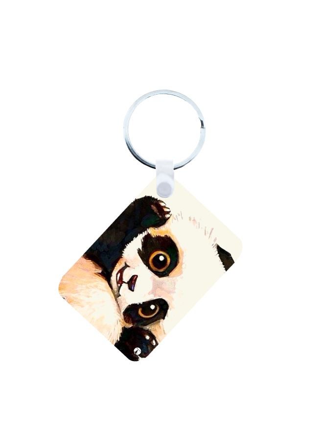 BP Panda Printed Keychain Beige/Black/Silver