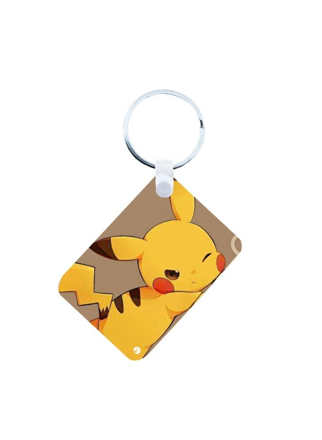 بي بي سلسلة مفاتيح مطبوع عليها إحدى شخصيات مسلسل الكرتون Pokemon أصفر/بني/فضي