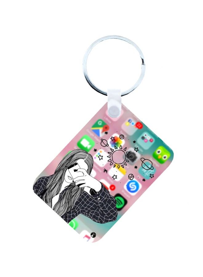 BP Girl Printed  Keychain Black/White/Green