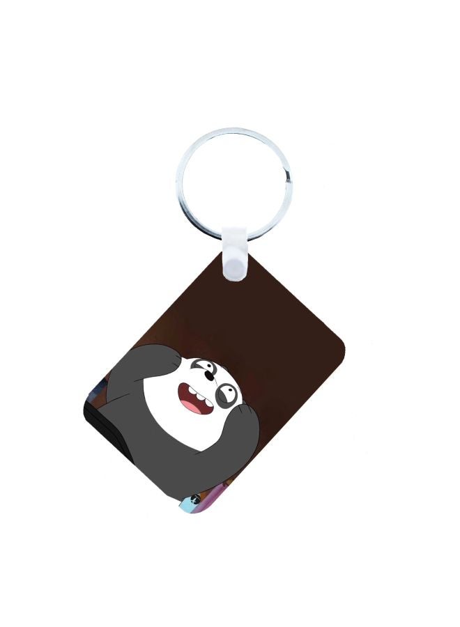 بي بي سلسلة مفاتيح مطبوع عليها باندا بني/ رمادي/ أبيض