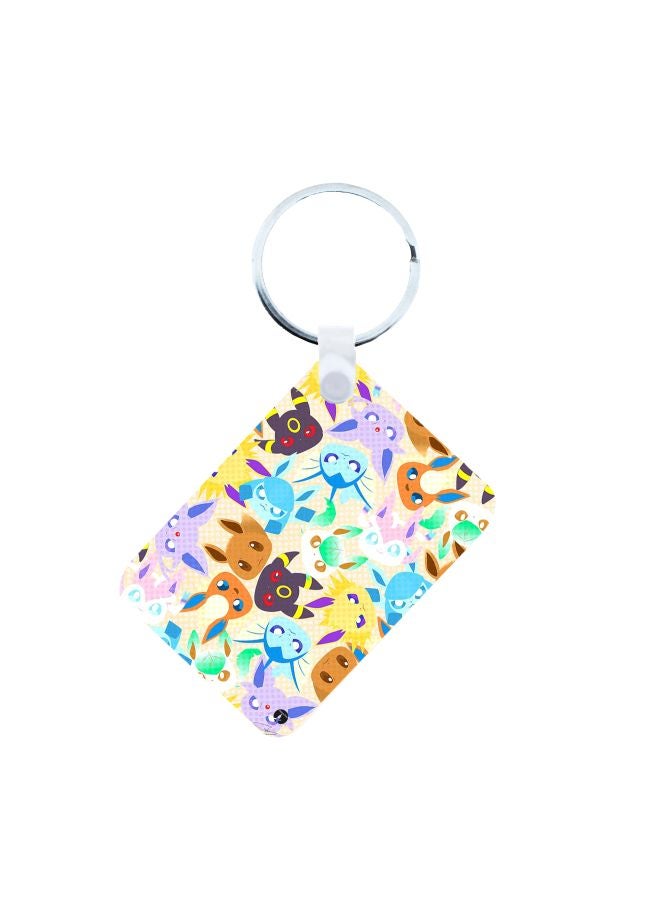 BP Pokemon Printed Keychain Yellow/Blue/Purple