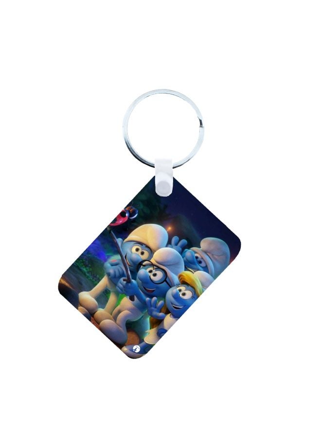 بي بي سلسلة مفاتيح بطبعة السنافر أبيض /أسود/أزرق