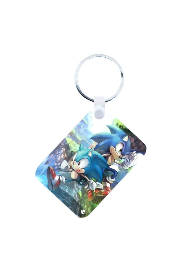 بي بي سلسلة مفاتيح مطبوعة بشخصية القنفد من لعبة "Sonic" أزرق/أبيض/أخضر