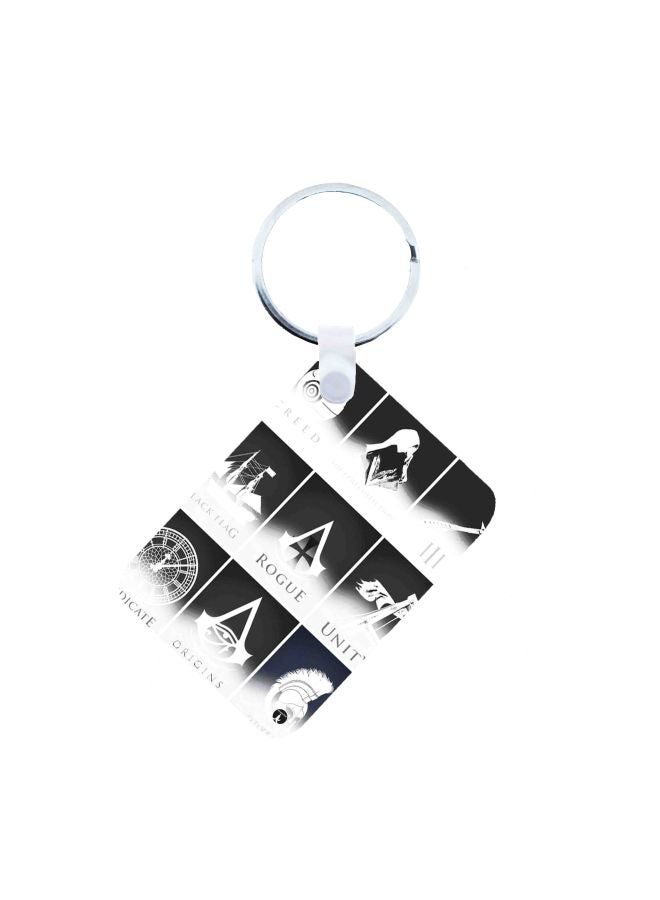 بي بي بطاقات وسلسلة بطبعة مستوحاة من لعبة الفيديو "Assassin's Creed" أسود/فضي/رمادي